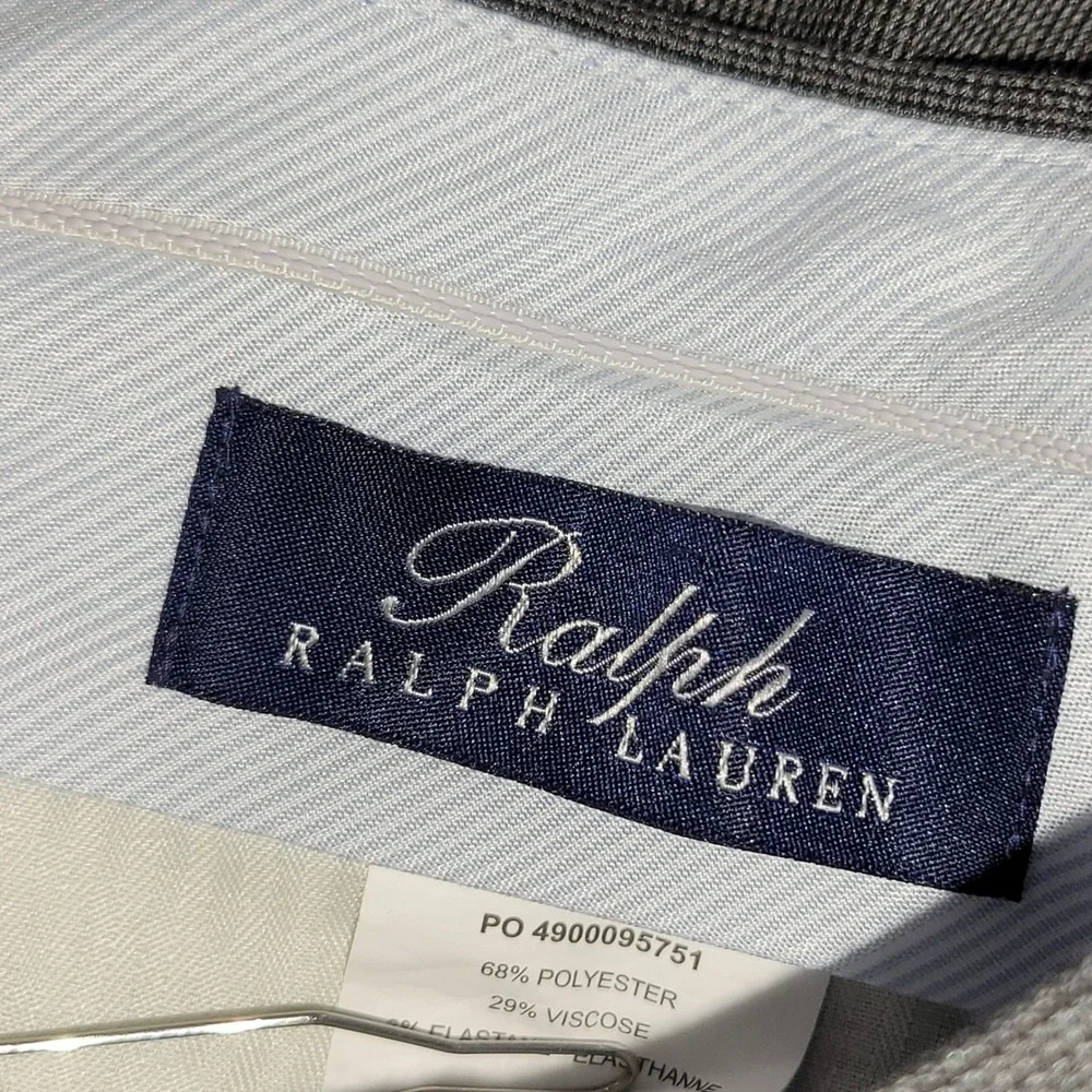 Ralph Lauren Mens 40x32 Grey Pleated Cuffed Dress Pants Stretch Micro Pattern